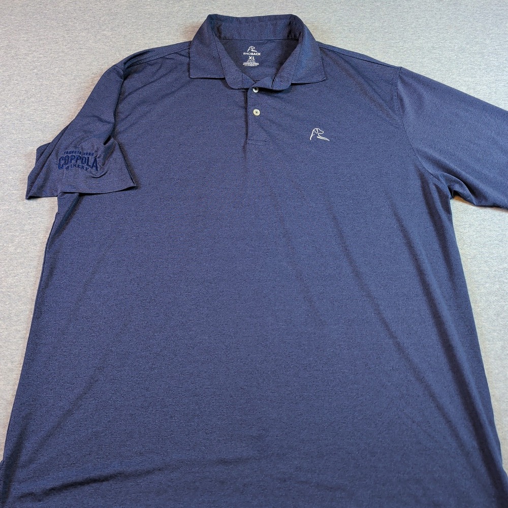 Rhoback Mens XL Navy Blue Coppola Winery Performance Golf Polo Shirt Stretch